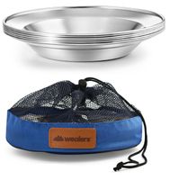 Stainless Steel Plate Set - 8.5 inch Ultra-Portable Dinnerware Set of 6 Round BPA Free Plates for Outdoor Camping | Hiking | Picnic | BBQ | Beach
