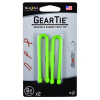 Nite Ize Original Gear Tie, Reusable Rubber Twist Tie, 6-Inch, Lime Green, 2 Pack, Made in the USA