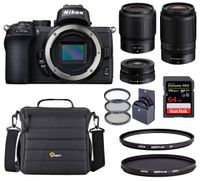 Nikon Z 50 DX-Format Mirrorless Camera with 16-50mm, 50-250mm and 50mm f/1.8 S VR Lens, Bundle with Hoya CPL and UV Filter, Case, 64GB SD Card, Filter Kit