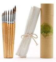 Dynamic Distraction Watercolor Brushes for Painting - Round Water Color Paint Brush Set of 9 - Comfortable Handle Size - Professional Artist Quality - Perfect for Watercolor, Acrylic and Gouache
