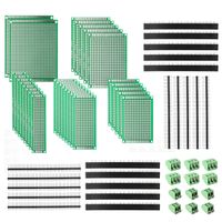 DEYUE 60 Pcs PCB Perforated Printed Circuits Boards Kit | 28 Double-Sided Prototyping PCBs Circuit Boards | 20 Female/Male Header Connector Pin | 12 PCB Terminal Blocks and A Happy DIY