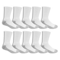 Fruit of the Loom Men's 10 Pack Everyday Work Crew Socks, White, Shoe Size: 6-12 (Sock Size: 10-13)