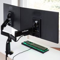 ECHOGEAR Premium Dual Monitor Stand - Adjust Your Monitors to The Perfect Spot with Dynamic Gas Spring Arms - Wobble & Droop-Free Desk Clamp Design Works with 2 Vertical Or Horizontal Monitors