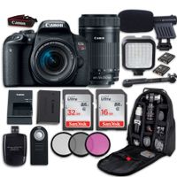 Canon EOS Rebel T7i DSLR Camera with Canon EF-S 18-55mm f/4-5.6 is STM Lens + Canon EF-S 55-250mm f/4-5.6 is STM Lens+ LED Light + Microphone + Video Accessory Bundle
