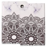 Flip PU Leather Case Samsung Galaxy Tab A 8.0 with S Pen 2019 SM-P200 P205, CASE4YOU Stand Function Holder Card Slot Shell Magnetic Closure Shockproof Protection Bumper Cover Mandala Flowers