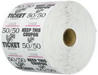 White 50/50 Raffle Tickets : roll of 1000