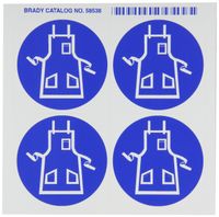 Brady 58538 Right-To-Know Pictogram Labels , Blue On White,  2-1/4" Width x 2-1/4" Height,  Pictogram "Apron" (4 Per Card,  1 Card per Package)