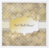 3dRose Greeting Cards, Sepia with Flowers, 6 x 6 Inches, Get Well Soon on Banner (gc_180939_2)