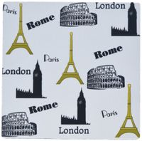3drose Print of Repeat Pattern of Rome London and Paris Icons with Names - Mouse Pad