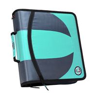 Case-it Dual 2-in-1 Zipper D-Ring Binder, 2 Sets of 1.5-Inch Rings with Pencil Pouch, Mint, DUAL-101-MNT