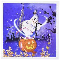 3dRose Halloween Ghost and Pumpkin - Greeting Cards, 6 x 6 inches, set of 12 (gc_4424_2)