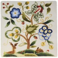 3dRose LLC 8 x 8 x 0.25 Inches Mouse Pad, Vintage English Jacobean Nature Embroidered Pattern (mp_101813_1)