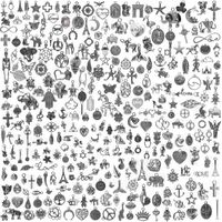 YUEAON 300pcs Bulk Lots Charms for Jewelry Making Supplies DIY Craft Material Accessories Bracelet Necklace Pendant Earring Tibetan Silver Wholesale