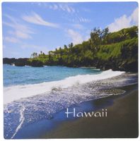 3dRose LLC 8 X 8 X 0.25 Inches Mouse Pad Print of Black Sand Beach with Palms on Hawaii (Mp_182543_1)
