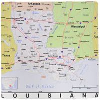 3dRose LLC 8 x 8 x 0.25 Inches Mouse Pad, Print of Louisiana Cities and State Map (mp_184597_1)