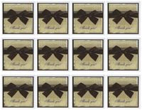 3dRose Brown Satin Bow on Gold Thank You - Greeting Cards, 6 x 6 inches, set of 12 (gc_16363_2)