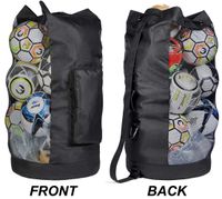 Fitdom Heavy Duty XL Soccer Mesh Equipment Ball Bag w/Adjustable Shoulder Strap Design for Coach. with an Over-Sized Front Pocket for Sporting Accessories. Best for All Outdoor & Water Gears
