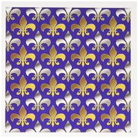 3dRose Gold and Silver Colored Fleur De Lis Pattern Royal Purple Background Greeting Cards, Set of 6 (gc_171857_1)