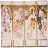 3dRose LLC 8 x 8 x 0.25 Inches Mouse Pad, French Art Nouveau Muchas 4 Seasons in Pink (mp_153771_1)
