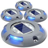 Siedinlar Solar Deck Lights Driveway Dock Light LED Solar Powered Outdoor Waterproof Road Markers for Garden Step Sidewalk Stair Ground Pathway Yard 4 Pack (Blue)