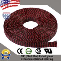 25 FT 3/4" 19mm Black Red Expandable Wire Cable Braided Sleeving Sheathing Loom Tubing US