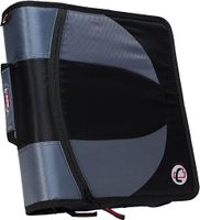 Case-it Dual 2-in-1 Zipper D-Ring Binder, 2 Sets of 1.5-Inch Rings with Pencil Pouch, Black, DUAL-101-BLK