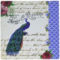 3dRose LLC 8 x 8 x 0.25 Inches Vintage Peacock on Cream Red Roses Flowers Royal Blue Fancy Stylish Elegant Hand Text Pattern Mouse Pad (mp_76592_1)