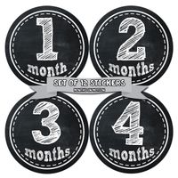 Months In Motion Gender Neutral Monthly Baby Milestone Stickers - Infant Photo Prop for First Year - Shower Gift - Newborn Keepsakes - Unisex Boy or Girl - Chalkboard - Style 155