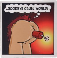 3dRose LLC 8 x 8 x 0.25 Inches Mouse Pad, Goodbye Cruel World, Cartoon Image of Dynamite Lit and Stuck Up A Butt - (mp_179183_1)