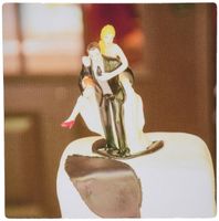 3dRose LLC 8 x 8 x 0.25 Inches Mouse Pad, A Topper for A Modern Cake with A Man Holding Football and Bride (mp_185347_1)