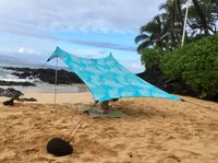 Neso Tents Beach Tent with Sand Anchor, Portable Canopy Sunshade - 7' x 7' - Patented Reinforced Corners(Aqua Fronds)