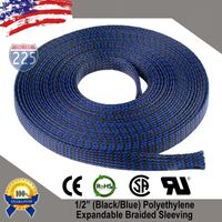 20 FT 1/2" 13mm Black Blue Expandable Wire Cable Braided Sleeving Sheathing Loom Tubing US