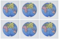3dRose Blue Pink Yellow Map Of World - Greeting Cards, 6 x 6 inches, set of 6 (gc_37368_1)