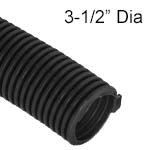 Flexible Nylon Slit Convoluted Wire Loom, 3 1/2" Diameter, Per Foot - Black