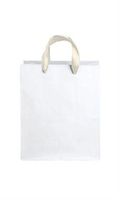 1pc, Medium White Premium Folded Top Paper Bags Ivory Ribbon Handles