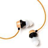 Symphonized ALN Premium Genuine Wood in-Ear Noise-isolating Headphones, Earbuds, Earphones with Mic (Orange Stripe)