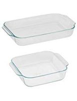 Pyrex Basics Clear Glass Baking Dishes 3 Quart Oblong and 2 Quart Square
