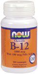 B-12 1000mcg w/100mg Folic Acid Chewable (100 Loz) NOW80466 Brand: Now (Also Search By Category: Now)