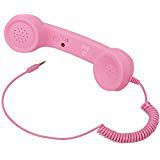 Retro Radiation-Proof Phone Handset Adjustable Tone Cell Phone Receiver Microphone Earphone 3.5 MM Socket for Android/iOS Mobile Phone (Pink)