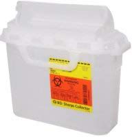 Becton Dickinson Sharps Container 1-Piece 10-3/4 H X 10-3/4 W X 4D Inch 5.4 Quart Translucent White Horizontal Entry Lid, 305551 - Sold by: Pack of One