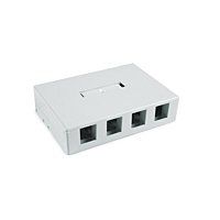 Hellermann Tyton SMBQUAD-W Surface Mount Box, 4 Port, 4.52" x 1.10" x 3.27", PVC, White