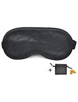 Silk Sleep Mask Eye Mask Blindfold with Double Layer Silk Filling and Elastic Strap for Full Night's Sleep, Travel and Nap, Bonus Free Luxury Bag and Ear Plugs by OLESILK (Black)