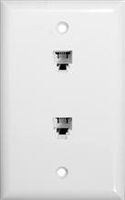 Morris 80021 Double RJ11 4 Conductor Phone Jack Wall Plate, White