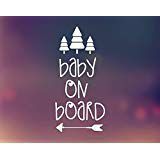 CCI Baby on Board Arrow Trees Decal Vinyl Sticker|Cars Trucks Vans Walls Laptop| White |6.5 x 3 in|CCI1363
