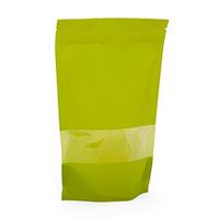 Green Rice Paper with Window Panel Stand-Up Pouch - 7 X 4 X 11-1/2 - Case 1000