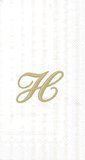 White Stripe Buffet/Guest Napkins with Gold Monogram "H" 16 ct.