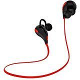 Toysdone Wireless Headphones Stereo Earbuds Wireless Sport Earphones for Running with Mic (6 Hours Play Time, Bluetooth 4.0, IPX4 Sweatproof, Secure Ear Hooks Design) Black/Red