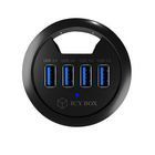 RAIDSONIC 4-Port Hub USB 3.0 Black - The IB-HUB1403 is meant to be used in the cut-out of desks. It
