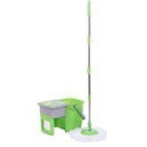 MOP Spinning and Bucket Cleaning Set Retractable Drawer Adjustable Household Green Head2