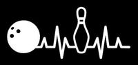 LLI Bowling Heartbeat | Decal Vinyl Sticker | Cars Trucks Vans Walls Laptop | White | 5.5 x 2.3 in | LLI1246